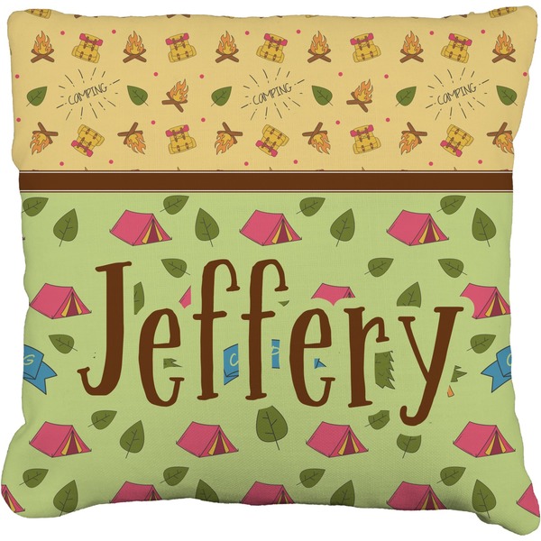 Custom Summer Camping Faux-Linen Throw Pillow 20" (Personalized)