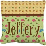 Summer Camping Faux-Linen Throw Pillow 26" (Personalized)