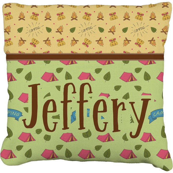 Custom Summer Camping Faux-Linen Throw Pillow 26" (Personalized)