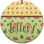 Summer Camping Round Ceramic Ornament w/ Name or Text