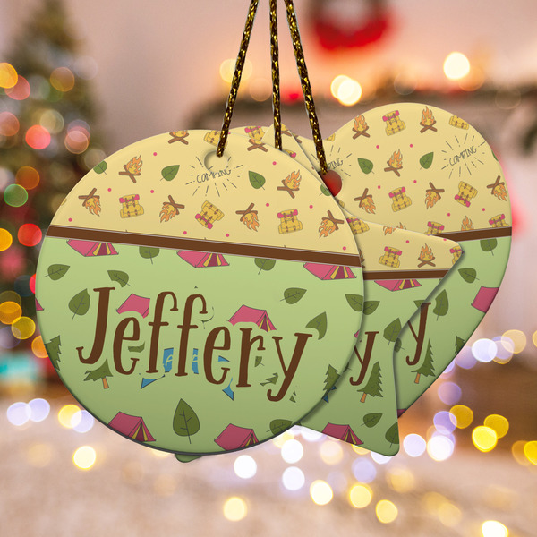 Custom Summer Camping Ceramic Ornament w/ Name or Text