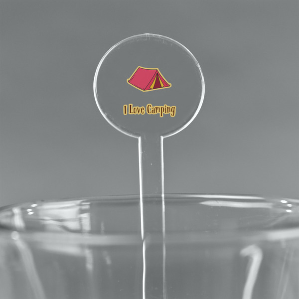 Custom Summer Camping 7" Round Plastic Stir Sticks - Clear (Personalized)