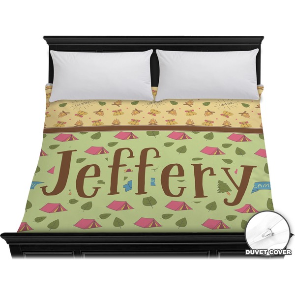 Custom Summer Camping Duvet Cover - King (Personalized)