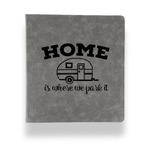 Summer Camping Leather Binder - 1" - Grey (Personalized)