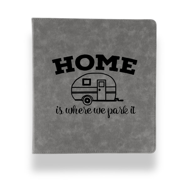 Custom Summer Camping Leather Binder - 1" - Grey (Personalized)