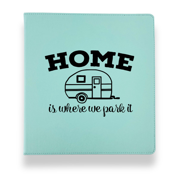 Custom Summer Camping Leather Binder - 1" - Teal (Personalized)