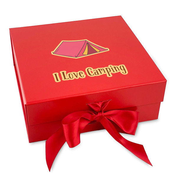 Custom Summer Camping Gift Box with Magnetic Lid - Red (Personalized)