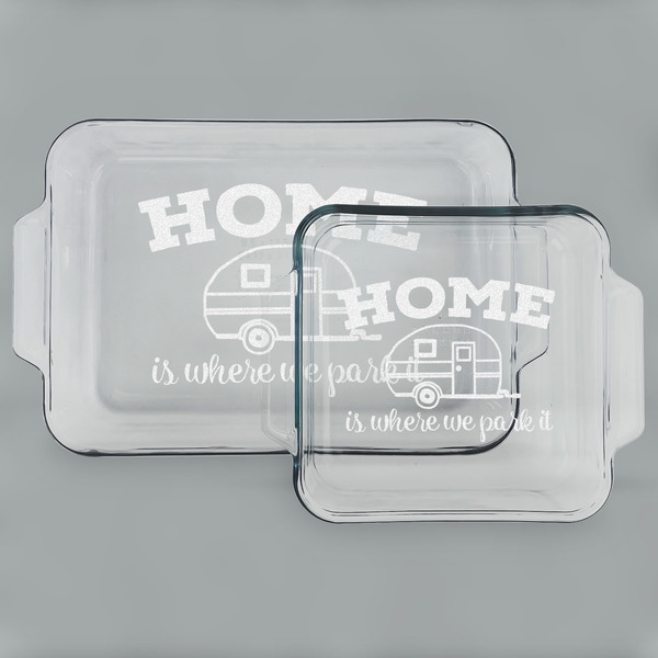 Custom Summer Camping Set of Glass Baking & Cake Dish - 13in x 9in & 8in x 8in