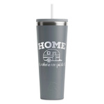 Summer Camping RTIC Everyday Tumbler with Straw - 28oz - Grey - Double-Sided (Personalized)