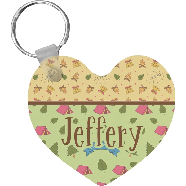 Custom Summer Camping Heart Plastic Keychain w/ Name or Text