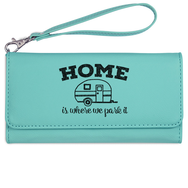 Custom Summer Camping Ladies Leatherette Wallet - Laser Engraved- Teal