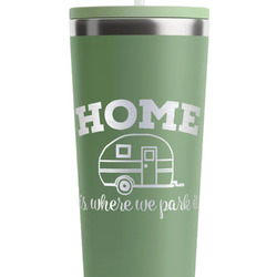 Summer Camping RTIC Everyday Tumbler with Straw - 28oz - Light Green - Double-Sided (Personalized)