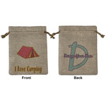 Summer Camping Medium Burlap Gift Bag - Front & Back (Personalized)