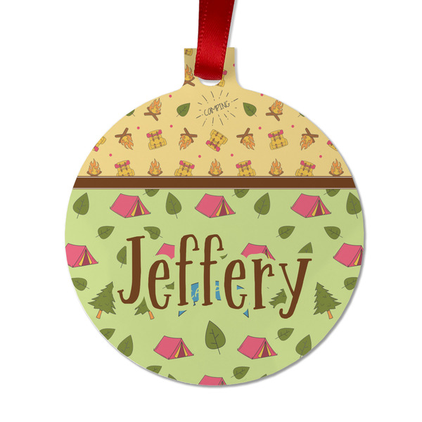 Custom Summer Camping Metal Ball Ornament - Double Sided w/ Name or Text