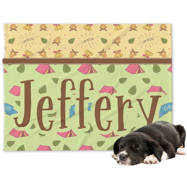 Custom Summer Camping Dog Blanket - Large (Personalized)