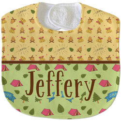 Summer Camping Velour Baby Bib w/ Name or Text