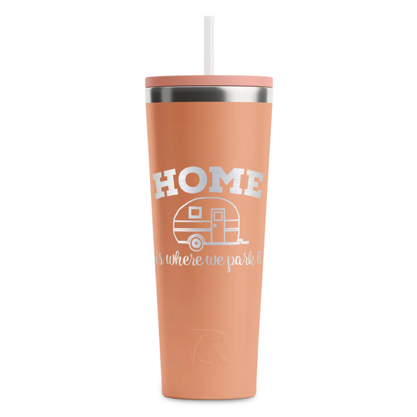 Custom Summer Camping RTIC Everyday Tumbler with Straw - 28oz - Peach - Single-Sided