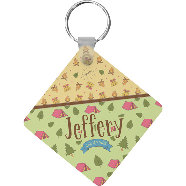 Custom Summer Camping Diamond Plastic Keychain w/ Name or Text