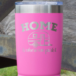 Summer Camping 20 oz Stainless Steel Tumbler - Pink - Double Sided (Personalized)