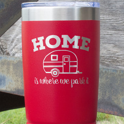 Summer Camping 20 oz Stainless Steel Tumbler - Red - Double Sided (Personalized)