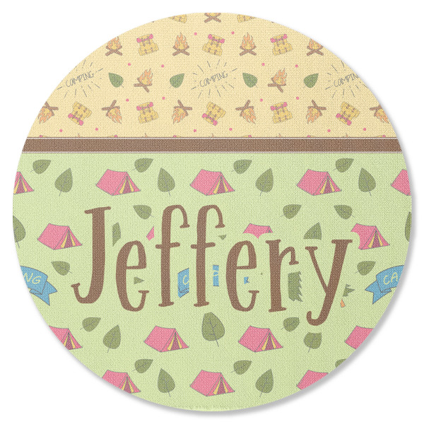 Custom Summer Camping Round Rubber Backed Coaster (Personalized)