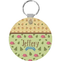 Summer Camping Round Plastic Keychain (Personalized)