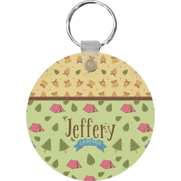 Custom Summer Camping Round Plastic Keychain (Personalized)