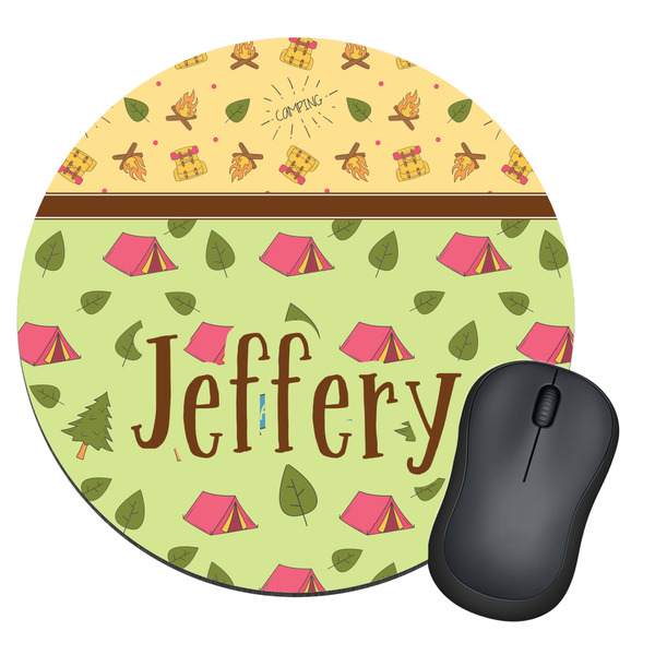 Custom Summer Camping Round Mouse Pad (Personalized)