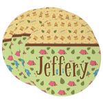 Summer Camping Round Paper Coasters w/ Name or Text