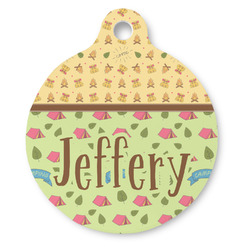 Summer Camping Round Pet ID Tag (Personalized)