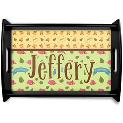 Summer Camping Black Wooden Tray - Small (Personalized)