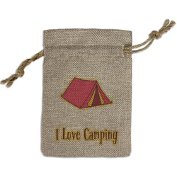Summer Camping Small Burlap Gift Bag - Front (Personalized)