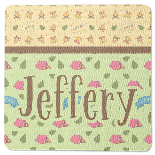 Custom Summer Camping Square Rubber Backed Coaster (Personalized)