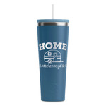 Summer Camping RTIC Everyday Tumbler with Straw - 28oz - Steel Blue - Double-Sided (Personalized)