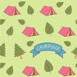 Summer Camping Wallpaper & Surface Covering (Peel & Stick 24"x 24" Sample)