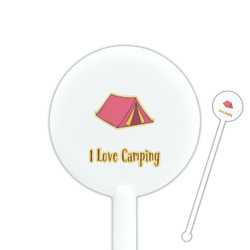 Summer Camping 5.5" Round Plastic Stir Sticks - White - Double Sided (Personalized)