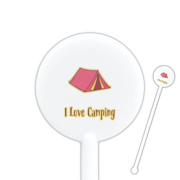 Custom Summer Camping 5.5" Round Plastic Stir Sticks - White - Double Sided (Personalized)