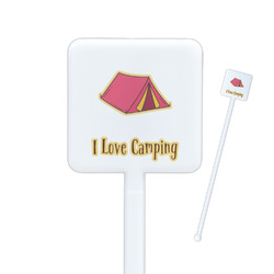 Summer Camping Square Plastic Stir Sticks - Single Sided (Personalized)