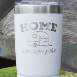 Summer Camping 20 oz Stainless Steel Tumbler - White - Double Sided (Personalized)