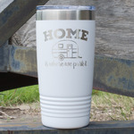 Summer Camping 20 oz Stainless Steel Tumbler - White - Single Sided