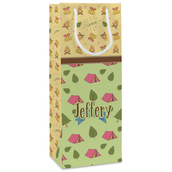 Custom Summer Camping Wine Gift Bags - Matte (Personalized)