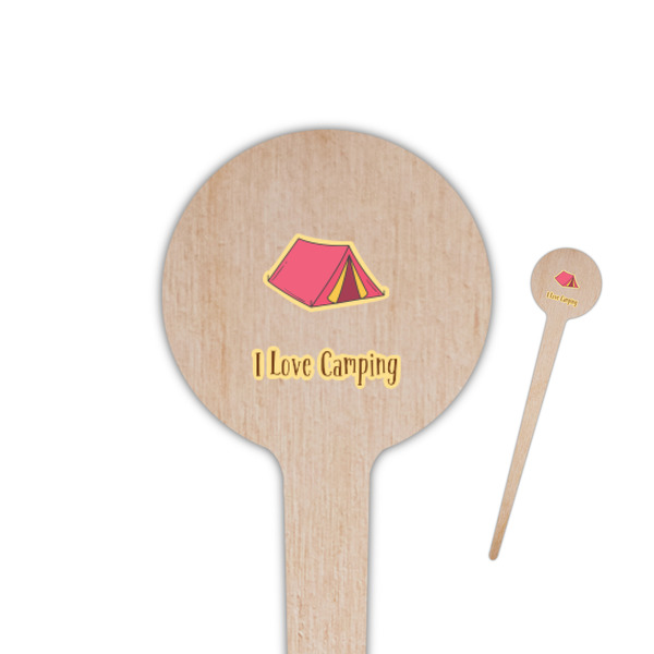 Custom Summer Camping 4" Round Wooden Food Picks - Single Sided (Personalized)