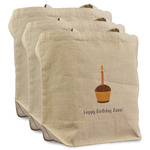 Happy Birthday Reusable Cotton Grocery Bags - Set of 3 (Personalized)