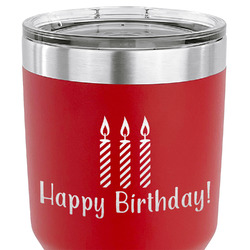 Happy Birthday 30 oz Stainless Steel Tumbler - Red - Double Sided (Personalized)