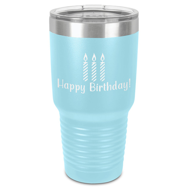 Custom Happy Birthday 30 oz Stainless Steel Tumbler - Teal - Single-Sided (Personalized)