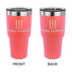 Happy Birthday 30 oz Stainless Steel Tumbler - Coral - Double Sided (Personalized)