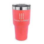 Happy Birthday 30 oz Stainless Steel Tumbler - Coral - Single Sided (Personalized)