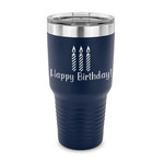 Happy Birthday 30 oz Stainless Steel Tumbler - Navy - Single Sided (Personalized)