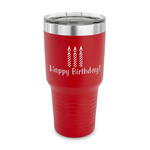 Happy Birthday 30 oz Stainless Steel Tumbler - Red - Single Sided (Personalized)