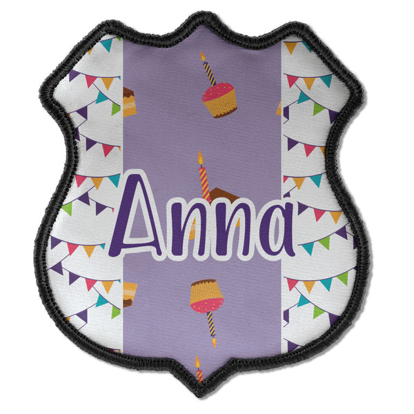 Custom Happy Birthday Iron On Shield Patch C w/ Name or Text